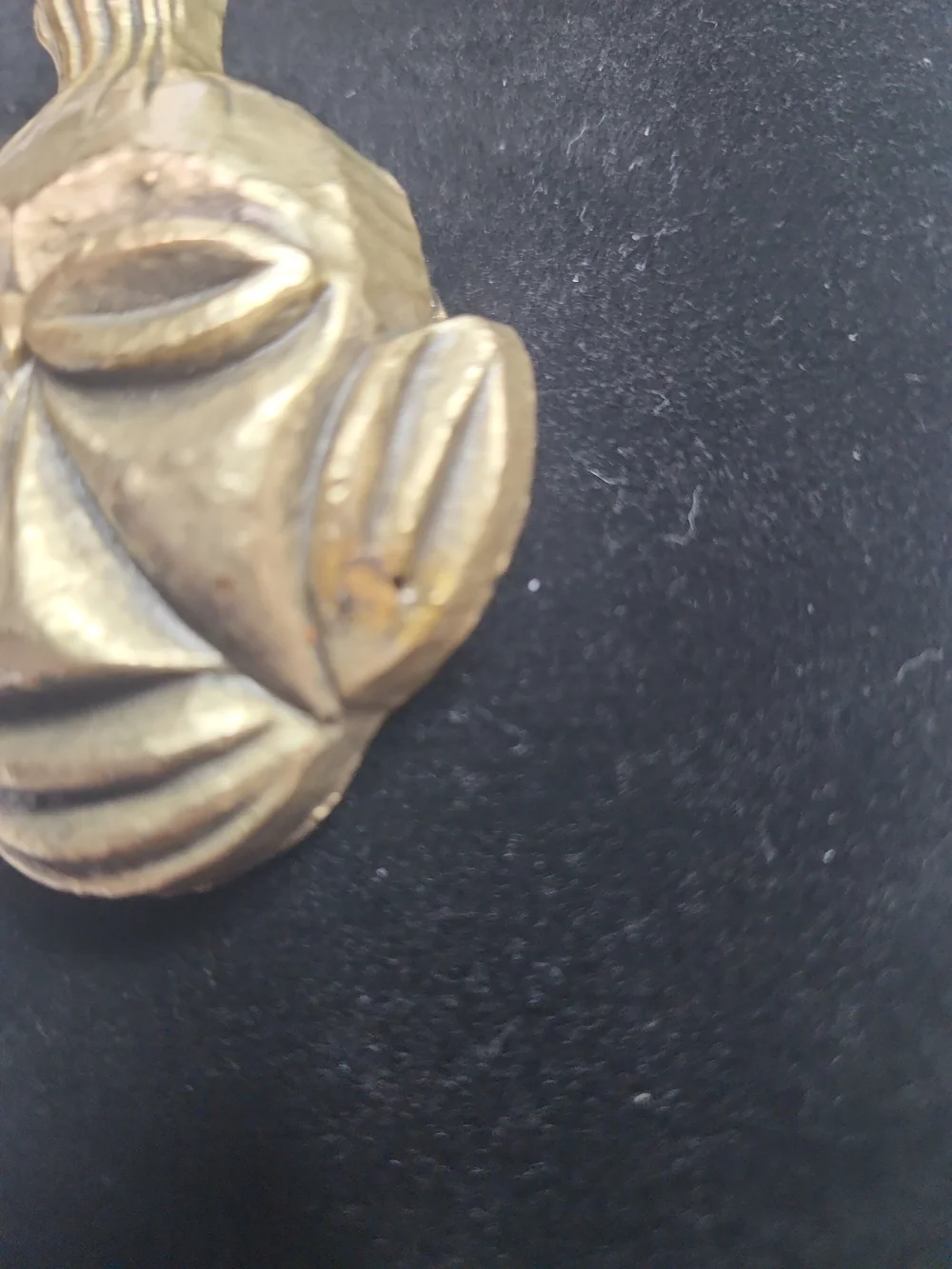 Brass Tribal Face Lapel Pin - Gold Tone